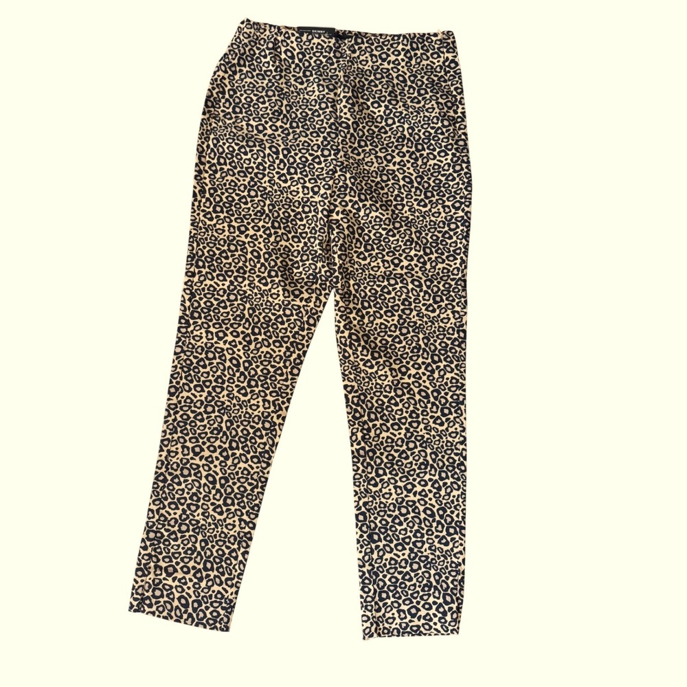 WhoWhatWear Animal Print Elastic Waist Zip Skinny Pants High Rise‎ Cropped 10